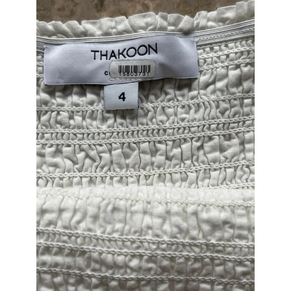 Thakoon Collective Eyelet Tie Waist Dress in White 4 Womens Strapless Cotton Mid - Picture 8 of 11
